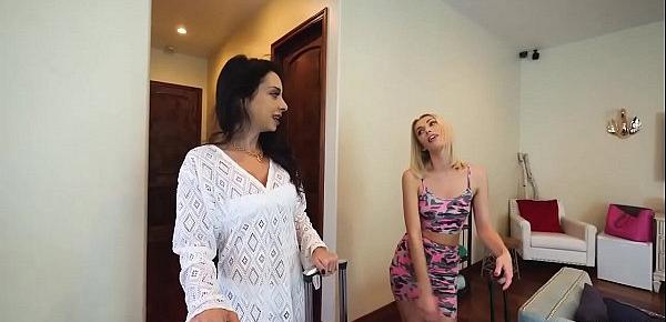 Foster sis Sky Pierce and Foster mom Trinity st Clair sucks the studs cock in the hotel room